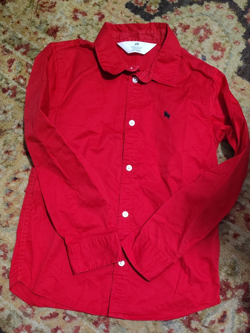 H&M Bright Red Long-Sleeve Button-Down Shirt Size 7 $ 25